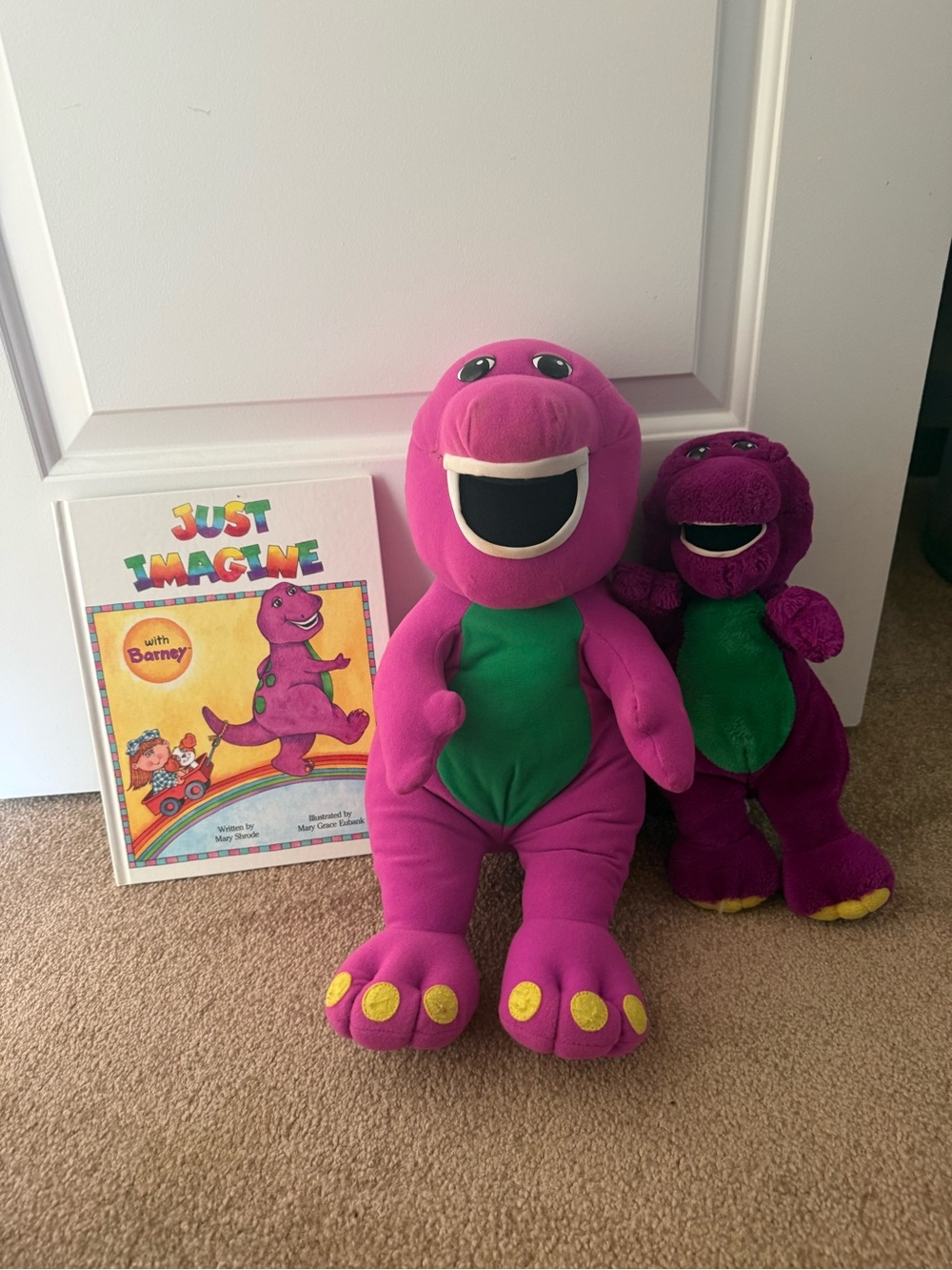 Plush Pink Dinosaur Stuffed Toy with Green Belly - Soft Cuddly Companion & Book